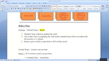 Halsey and Rowan Incentive plans/Cost Accounting/ Labour Cost