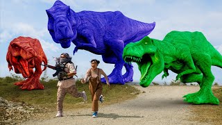 Hunter Rescue Tani From Dinosaur T-rex Chase | Scary Teacher 3D Dinosaur Funny Video In Real Life