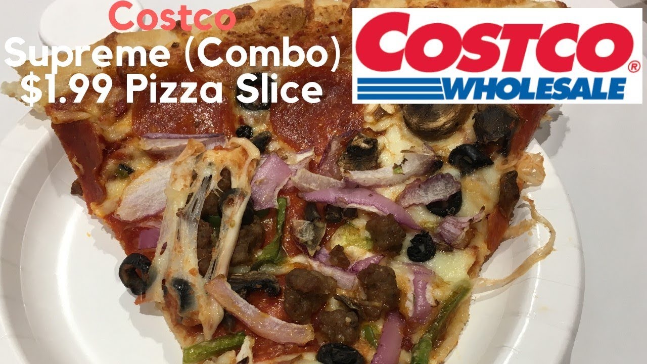 1 99 Costco Supreme Combo Pizza Slice 1 Minute Review Costco Food Court Food Review Youtube