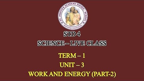SCIENCE STD 4 | WORK AND ENERGY (PART-2) | UNIT - 3 | TERM - 1 | 06/09/21