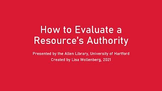 How to Evaluate a Resource's Authority