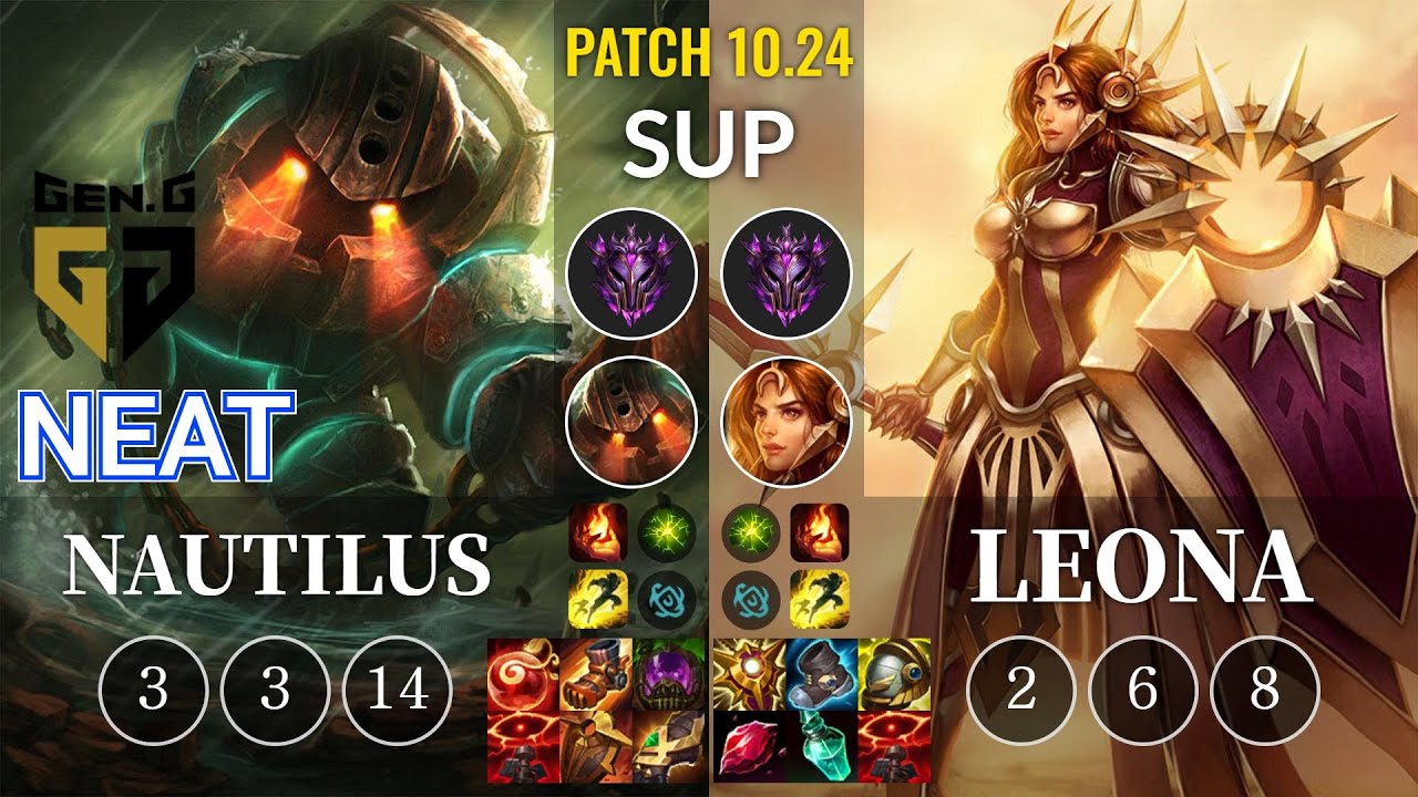 GEN Neat Nautilus vs Leona Sup - KR Patch 10.24
