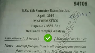2019 Mdu BSc 6th Sem Real & Complex Analysis Question Paper