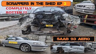 Very Rotten Saab 9-3 Aero WORST BULKHEAD EVER???? - Scrappers In The Shed - EPISODE 3