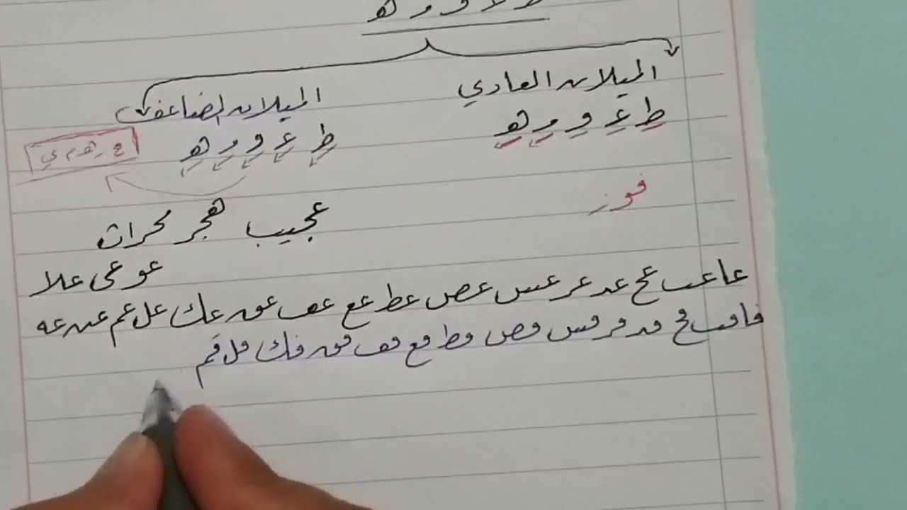 خط الرقعة قاعدة الميلان المضاعف والعادي مع خمسة اتصالات مهم جدا للمبتدئين #خط_الرقعة #تحسين_الخط