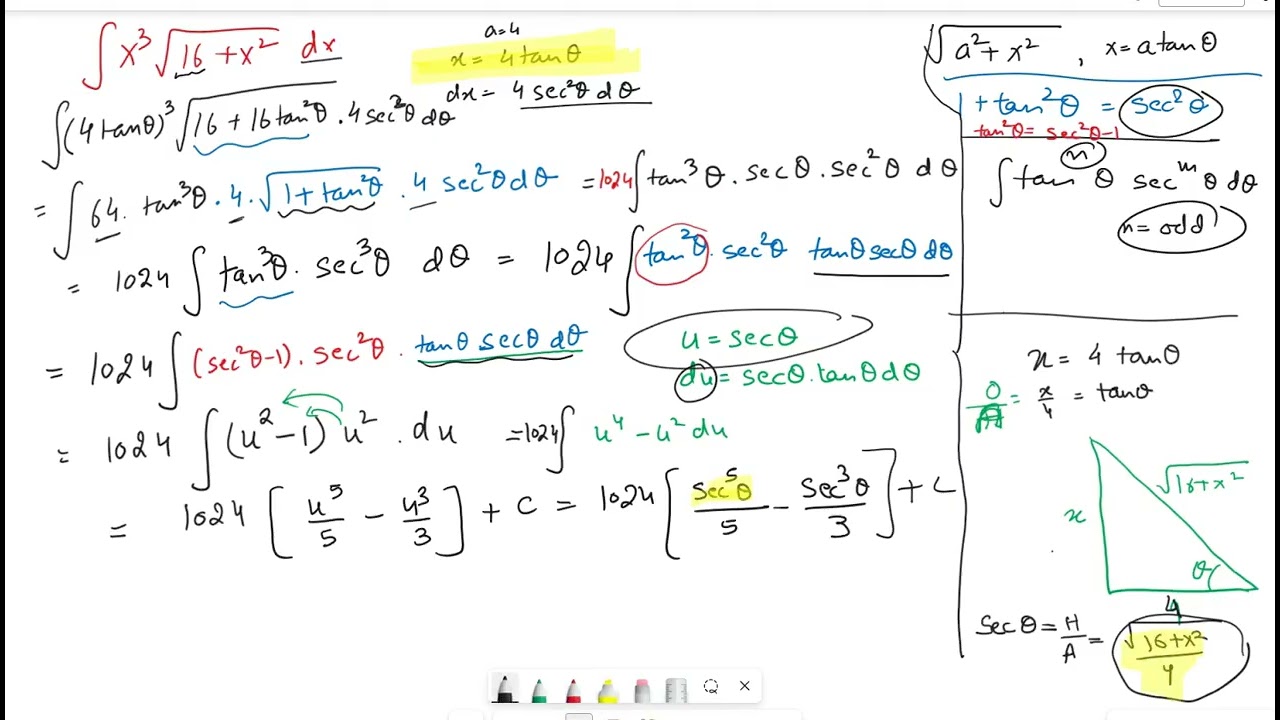Calculus II- Trigonometric Substitutions ,x=a tan⁡θ