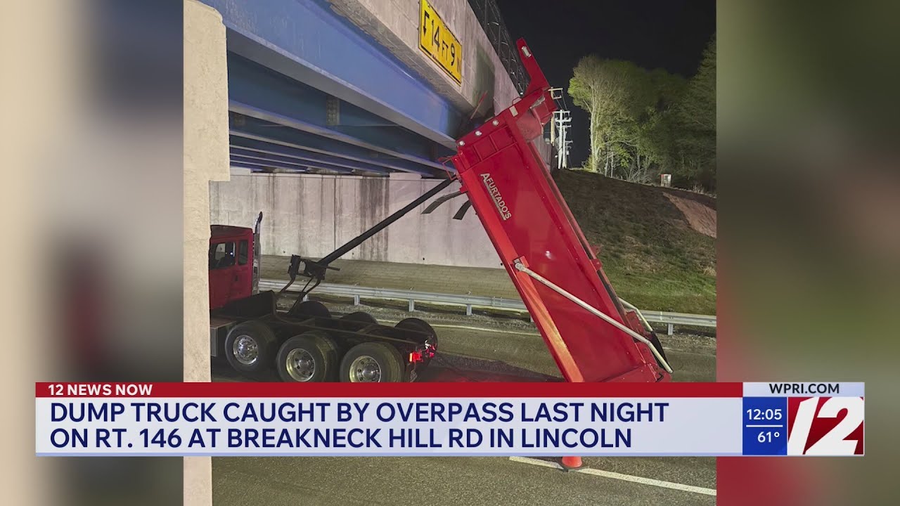 Dump truck crashes into Route 146 overpass - YouTube