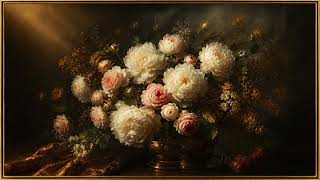 Golden Peony Elegance | 3 Hour Ambient Floral TV Art (HD Frame TV Display) screenshot 2