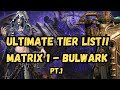 ULTIMATE Bulwark MATRIX 1 TIER LIST | Magic Form | Part 1 | Watcher of Realms