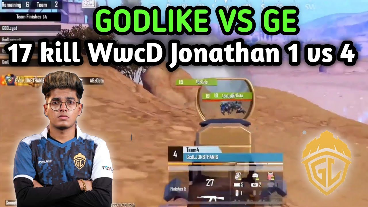 GODLIKE VS GE in scrims||Jonathan again 1 vs 4||@JONATHANGAMINGYT - YouTube