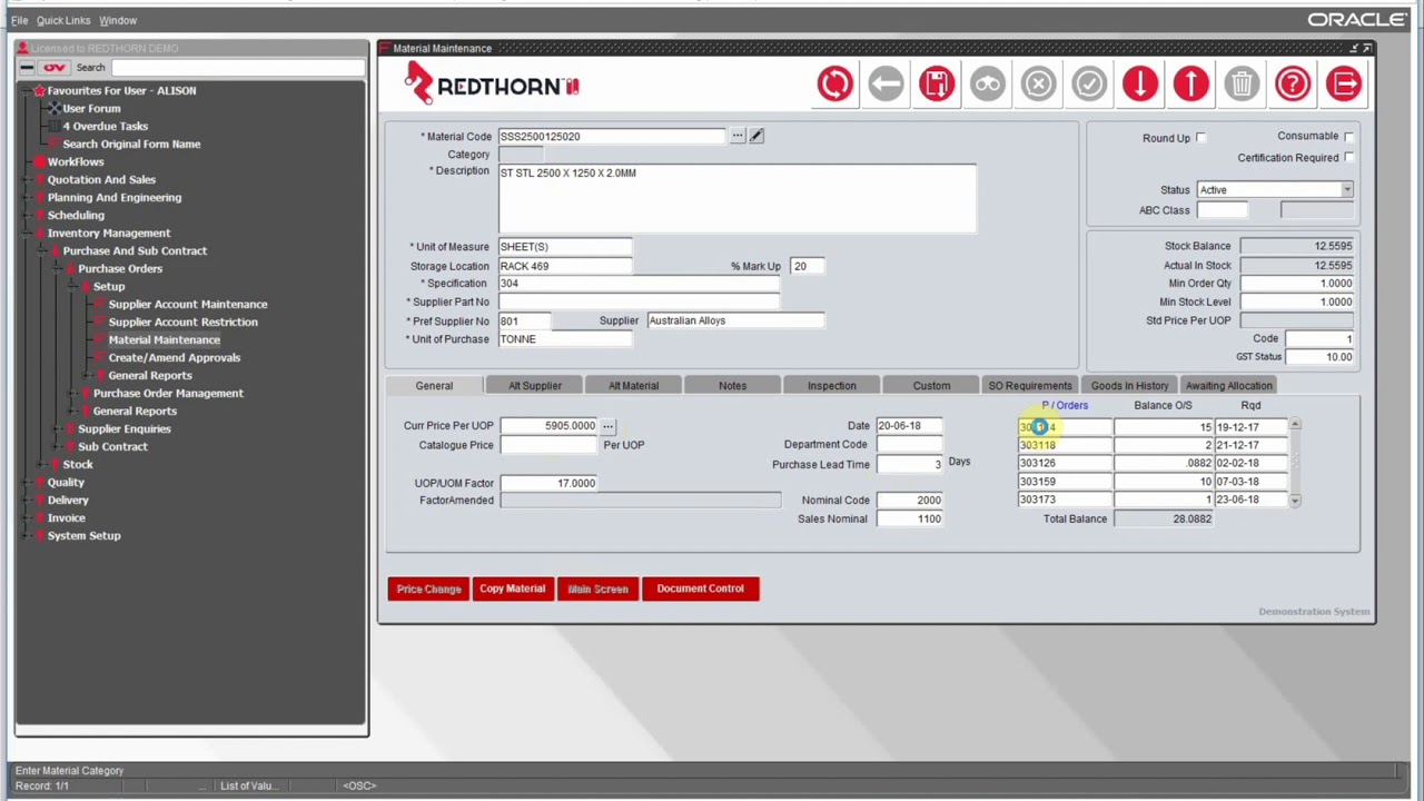 Redthorn MRP - Training Video - Material Creation