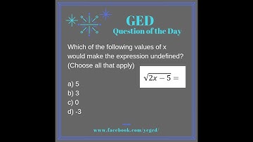 GED Math: Undefined Expressions with Square Roots (0.3, Adv, #39)