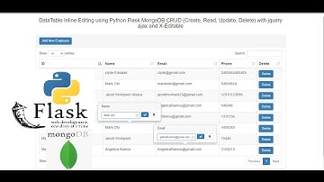 DataTable Inline Editing using Python Flask MongoDB CRUD with jquery ajax and X-Editable
