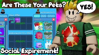 Roblox Bgs scammer social experiment😱*do I owe you a secret pet* (bubble gum simulator)