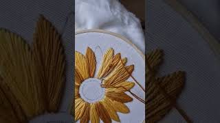 Satin stitch Sunflower embroidery