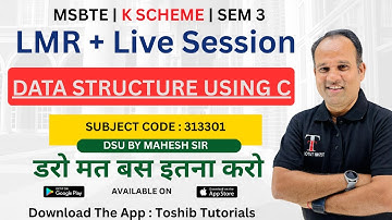🔴 LIVE | DATA STRUCTURE USING C Diploma 3rd Sem | DSU imp Question K Scheme | Toshib Tutorial