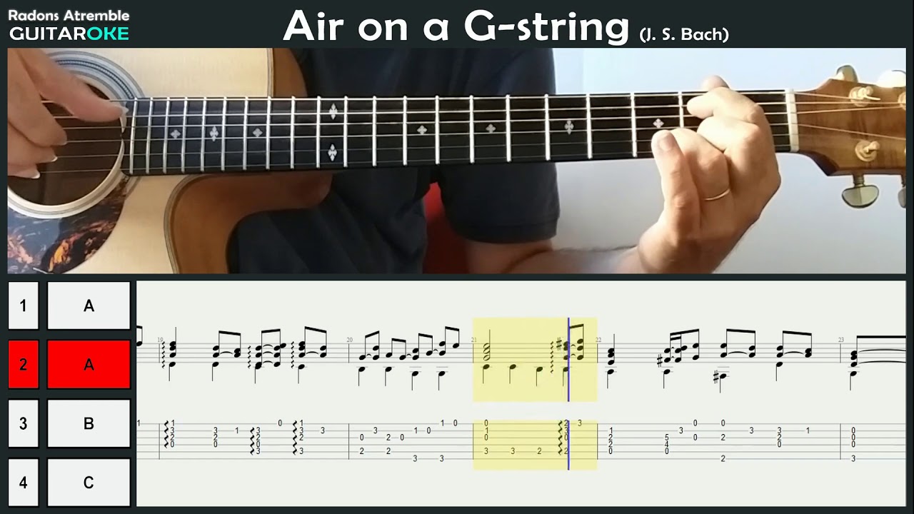 Air On The G String (J. S. Bach) - Guitar Tabs & Score 