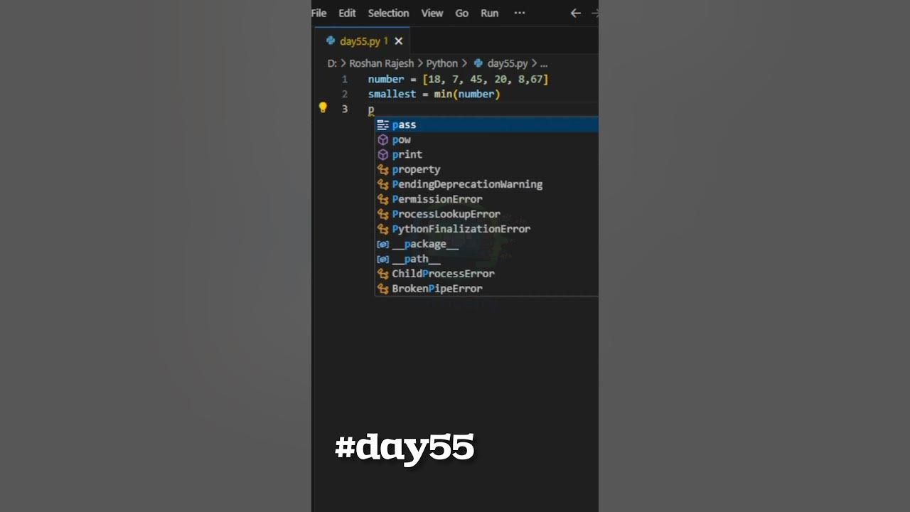 Python Day 55 | Smallest Element in a List #coding #python #codinglife ...