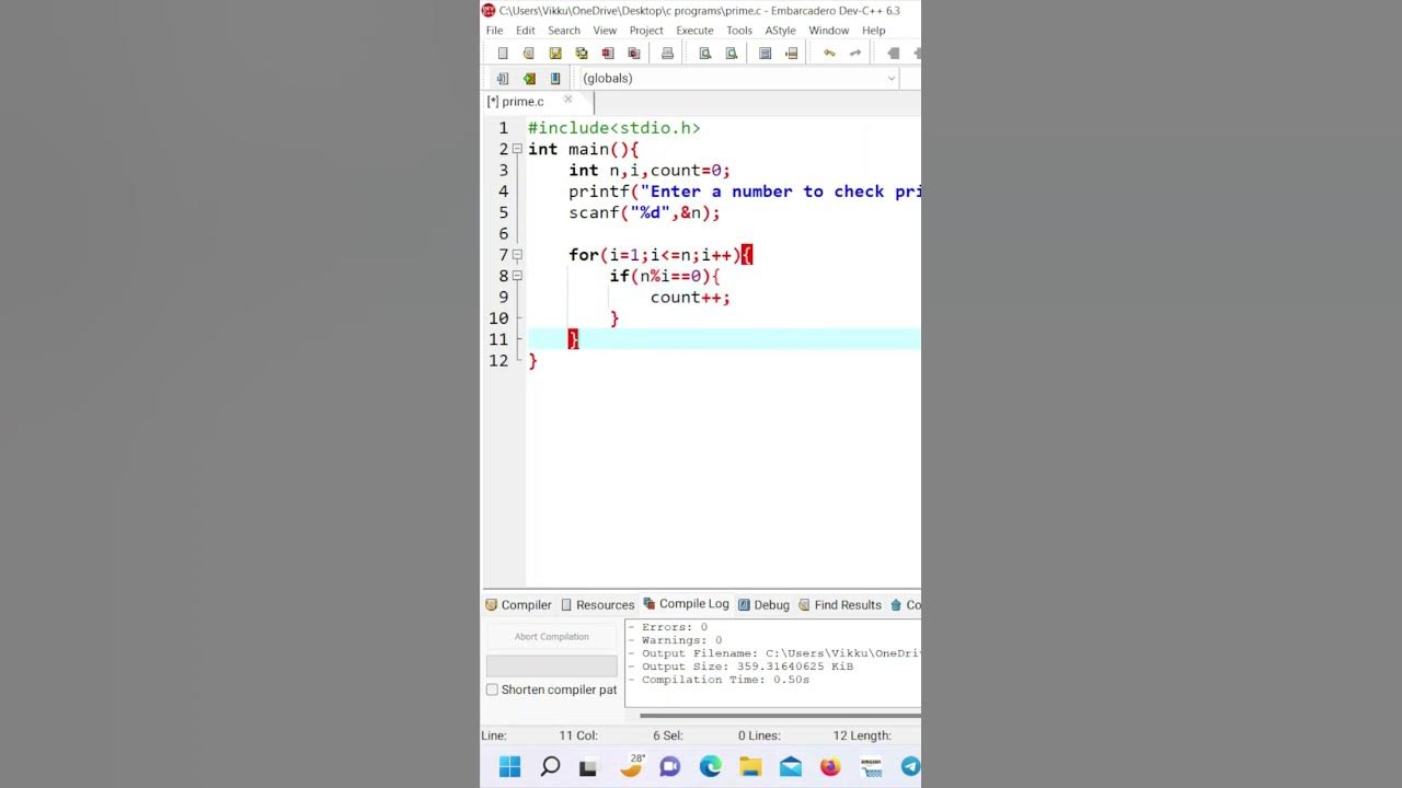 Program to check Prime numbers in C language | C program to check ...