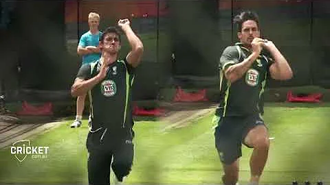 mitchell johnson & mitchell starc bowling action s...