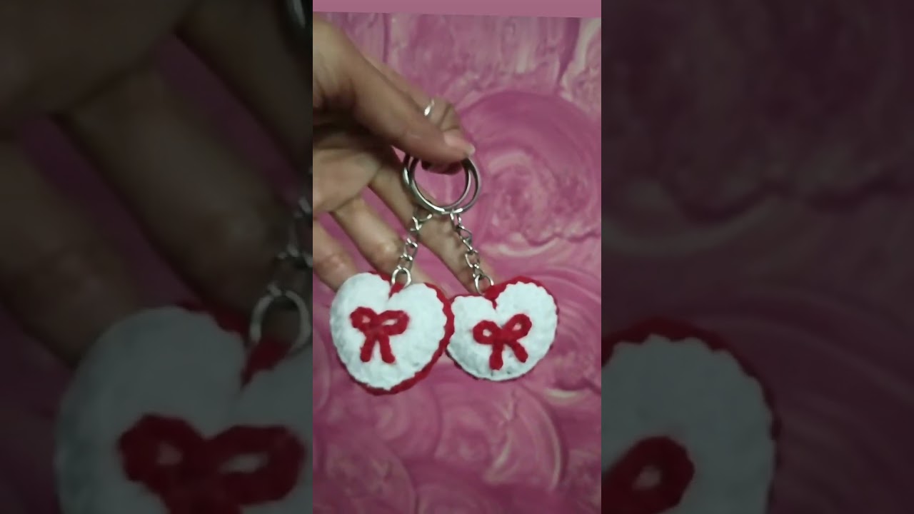 crochet lovers, all handmade products, crochet mini heart keychain, for sale.