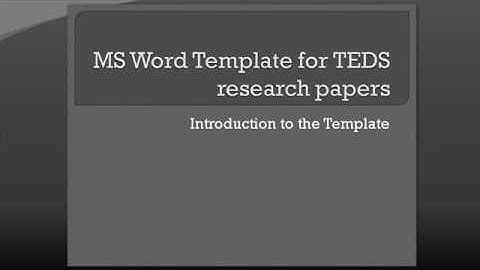 Dissertation Template Introduction