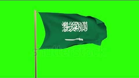 Saudi Arabia flag waving in the wind. Green screen, alpha matte. Loopable animation Stock video by