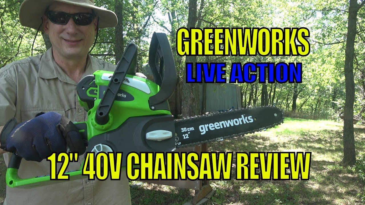 Greenworks 2000219 40V 12 Cordless Chainsaw Includes Battery and Charger