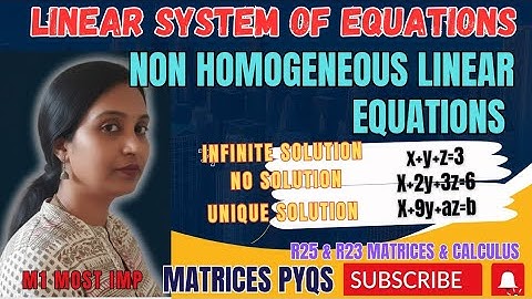 How to Solve Non Homogeneous Linear Equations || Matrices Linear System || M1 Damsure Questions ||