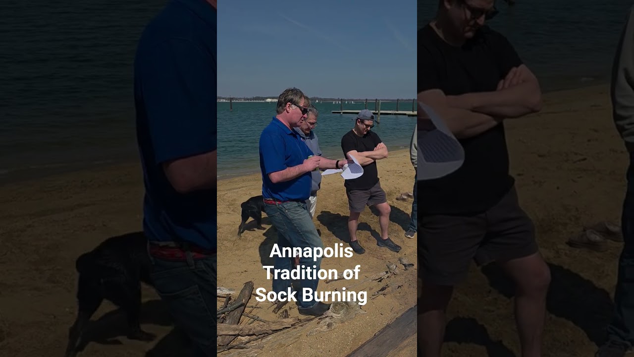 ⁣Annapolis tradition of burning socks to start the sailing season. Annapolis Sailing School