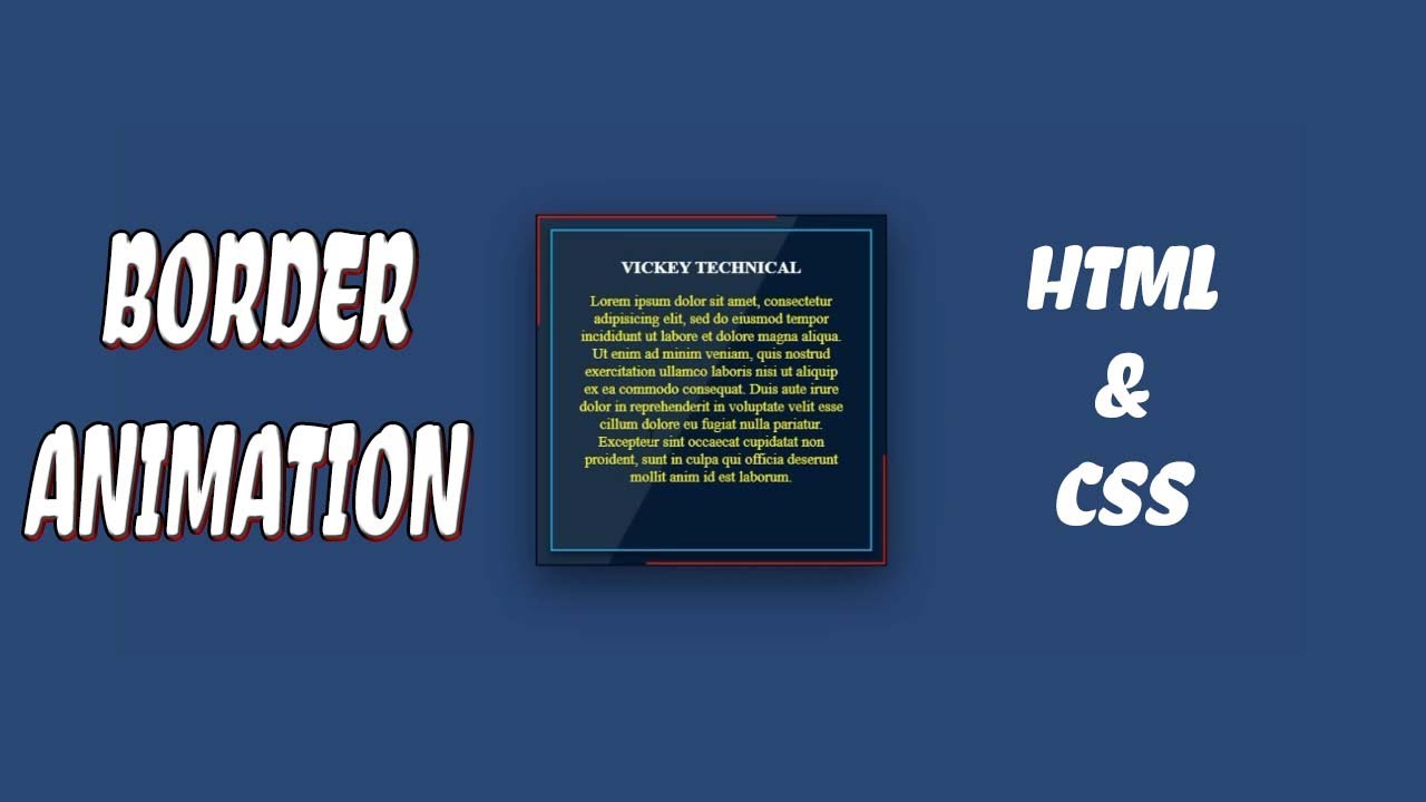 Border Animation in Html CSS || Vickey Technical - YouTube
