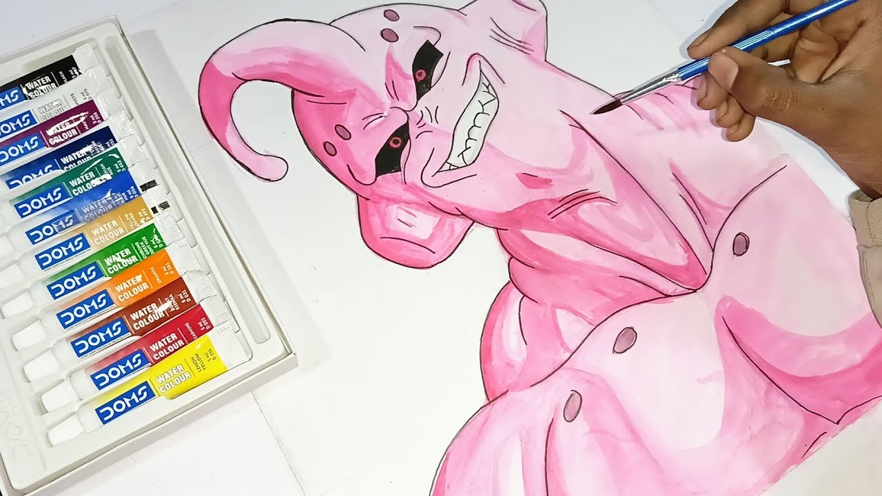 Majin buu Drawing, how to draw majin buu, Water colour painting 🎨 