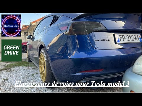 Tutoriel d'installation d'élargisseurs de voies 20 mm à refroidissement  actif sur Tesla Model 3 SR+ 