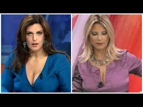 AMARCORD: Cristina Bianchino vs Lisa De Rossi 2 - Sexy journalists, hot cleavage! HUGE BOOBS MILFS!!