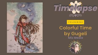 [TIMELAPSE] Colouring Colorful Time by Gugeli | Mix Media | Adult Colouring