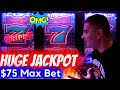 High Limit 3 Reel Slot Machine HUGE HANDPAY JACKPOT - $75 MAX BET! Huff N Puff Slot $50 A Spin Bonus