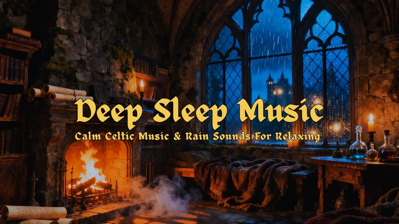 Celtic Music - Madieval Cozy Fantasy Bedroom Warm Ambience Rain Sounds ...