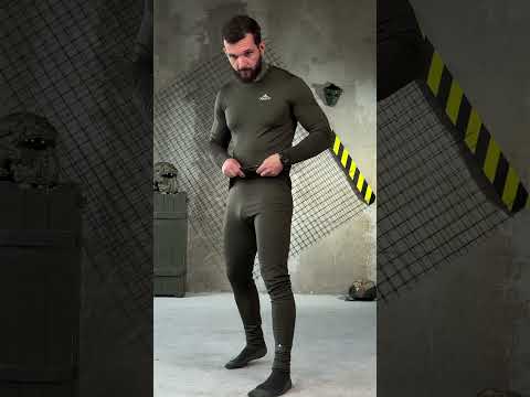 Термобілизна чоловіча зимова MILITARY оливковий колір з флісовою підкладкою, видео 1