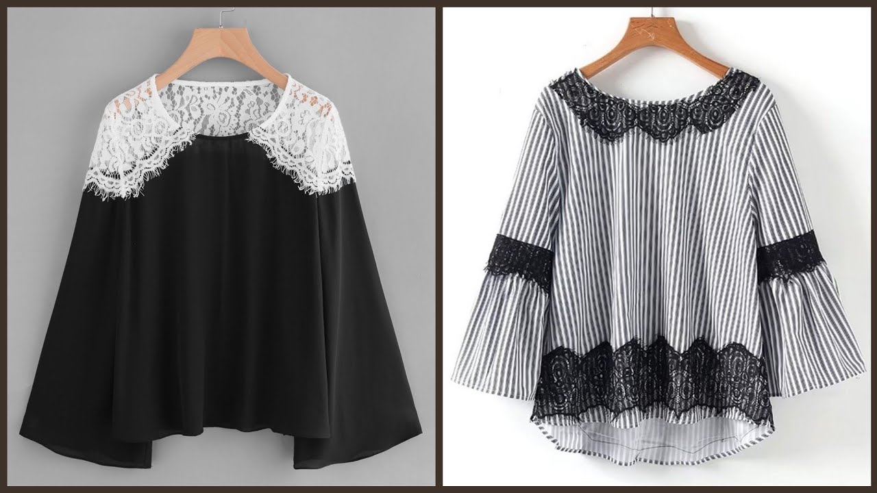 Contrast Lace Tie Back Striped Blouses & Top Style