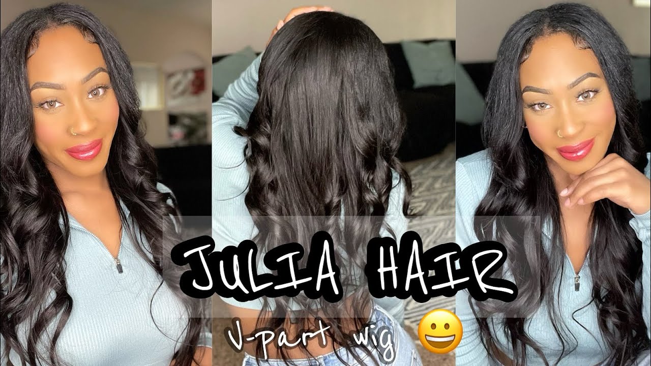 V-part wig straight texture wig install Ft. Julia Hair