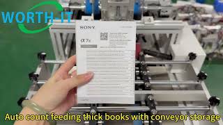 Book automated batch-counting friction feeder with pre-load conveyor#books #feeder #conveyor