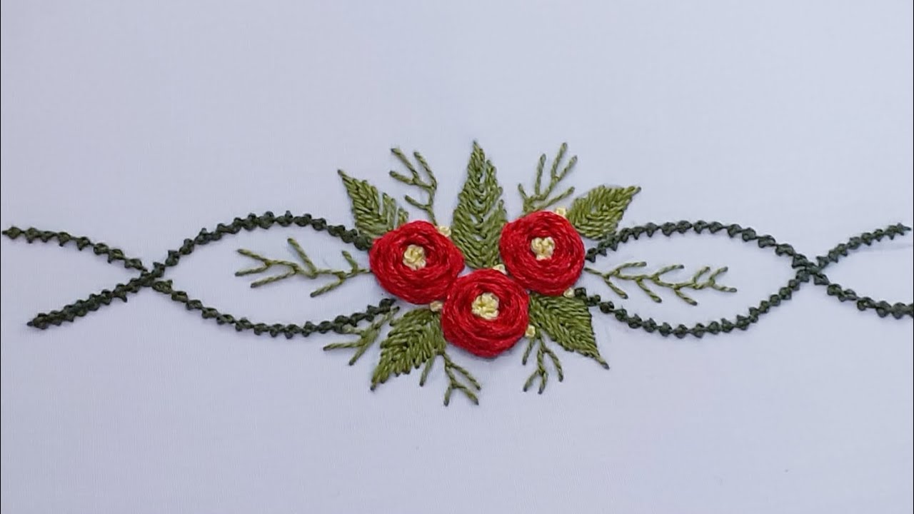 54Hand embroidery decorative border line embroidery1 YouTube