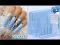 Makartt Blue Polygel Kit Review | Encapsulated Glitter Ombré Powerpuff Girl Polygel Nail Design