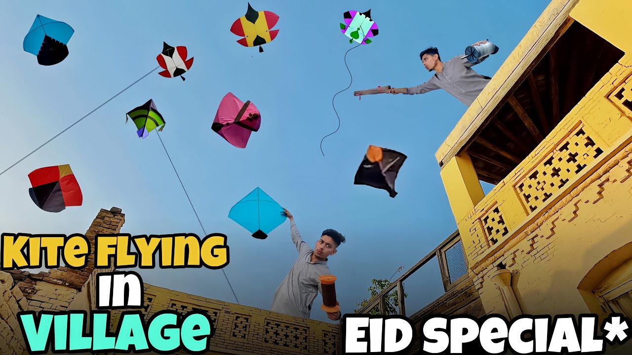 Kite Flying in Village 😍 Eid Special || Sea Side Kite Flying || Basant 2025 || Big kite || Kite Vlog