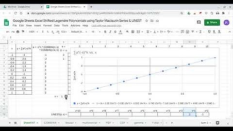 Google Sheets Excel Shifted Legendre Polynomials using Taylor Maclaurin Series 1/4