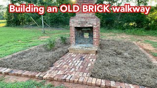 Building an OLD BRICK walkway. Old brick path. Landscape design.