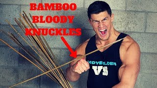 Bamboo BLOODY KNUCKLES Challenge *CRAZY PAINFUL* | Bodybuilder VS Bamboo Stick Slap Damage Test