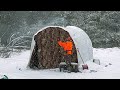 CAMPING In A DIY Garage Tent In a SNOWSTORM