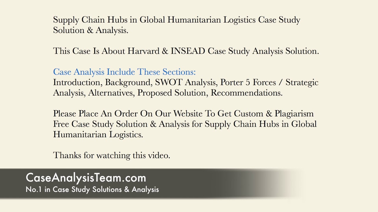 humanitarian logistics case study