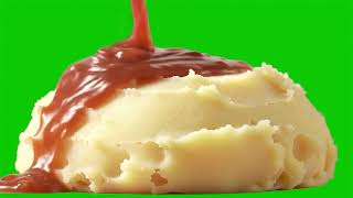 Savory Gravy Flowing Onto Mashed Potatoes Green Screen Effect